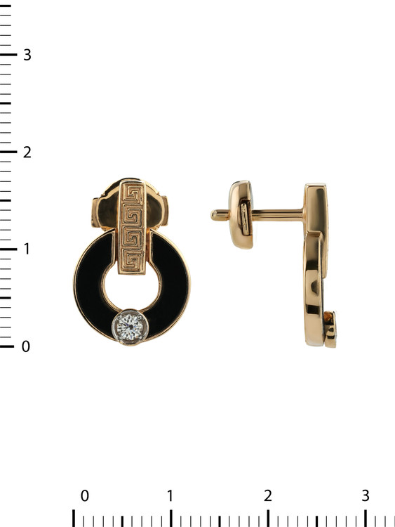 Серьги из золота c бриллиантами и ониксом