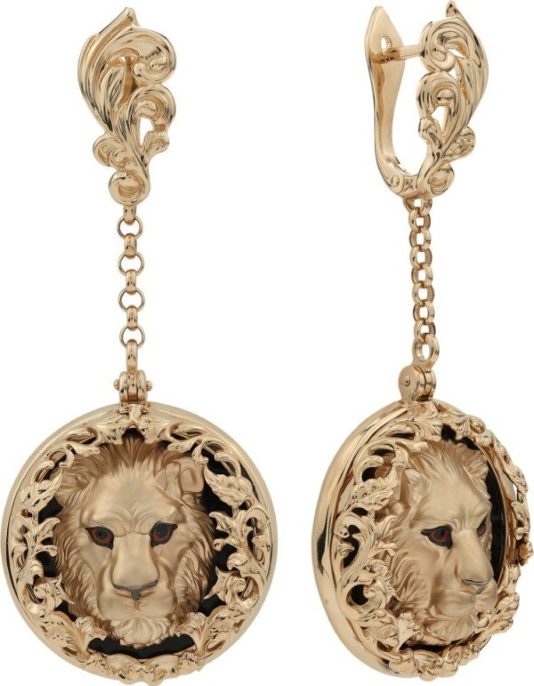 Серьги из золота c эмалью и ониксом