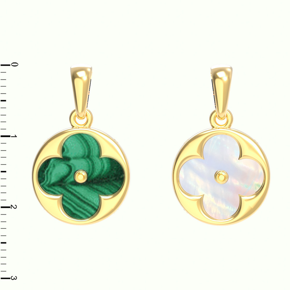 Подвеска из лимонного золота c малахитом и перламутром