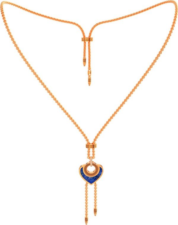 Колье из золота c фианитом, лазуритом и перламутром