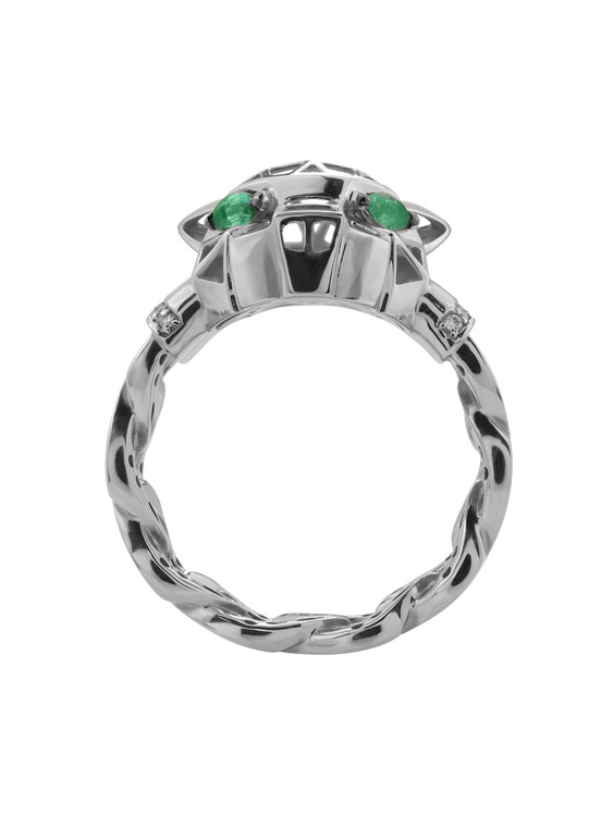 Кольцо из белого золота c бриллиантами и изумрудом