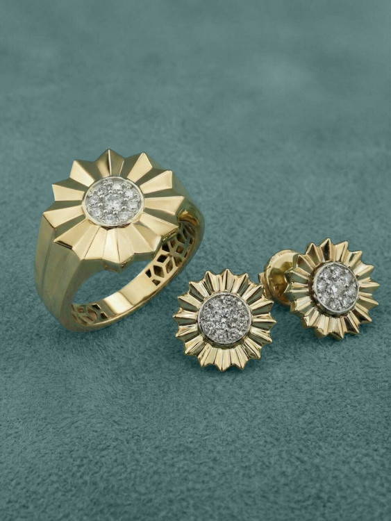 Кольцо из лимонного золота c бриллиантами