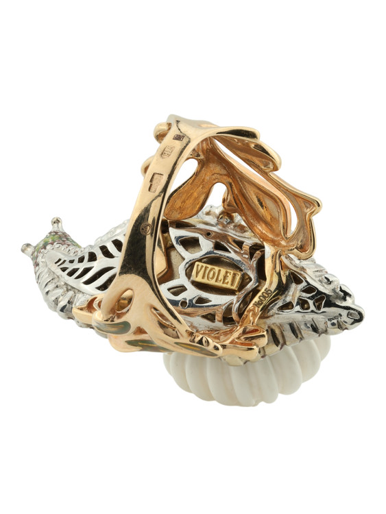 Кольцо из золота c эмаль и бивнем мамонта