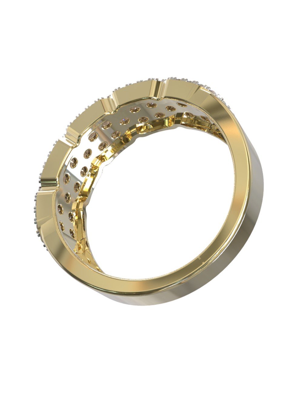 Кольцо из лимонного золота 585 пробы c бриллиантами
