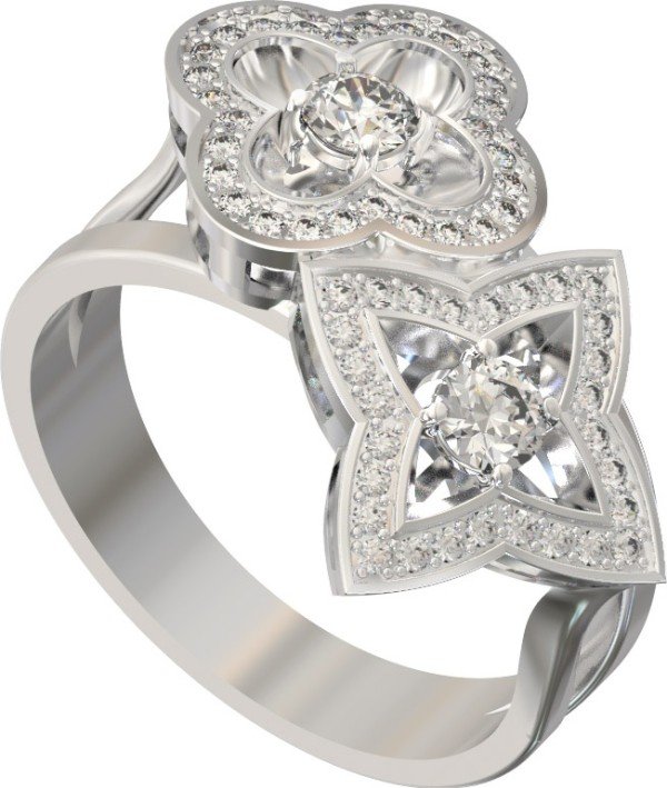 Кольцо из белого золота c бриллиантами