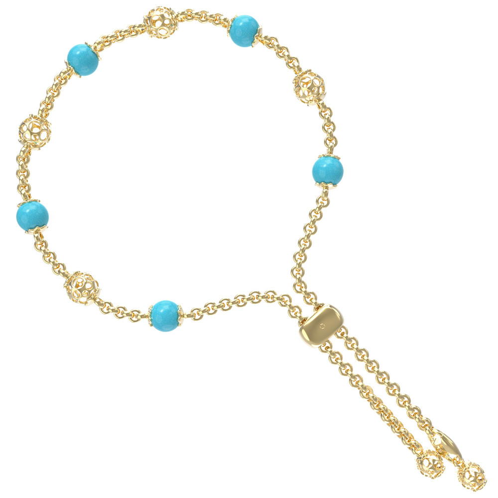 Браслет из лимонного золота c бирюзой