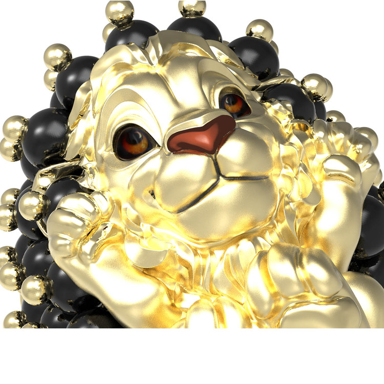 Кольцо из лимонного золота c эмалью и ониксом