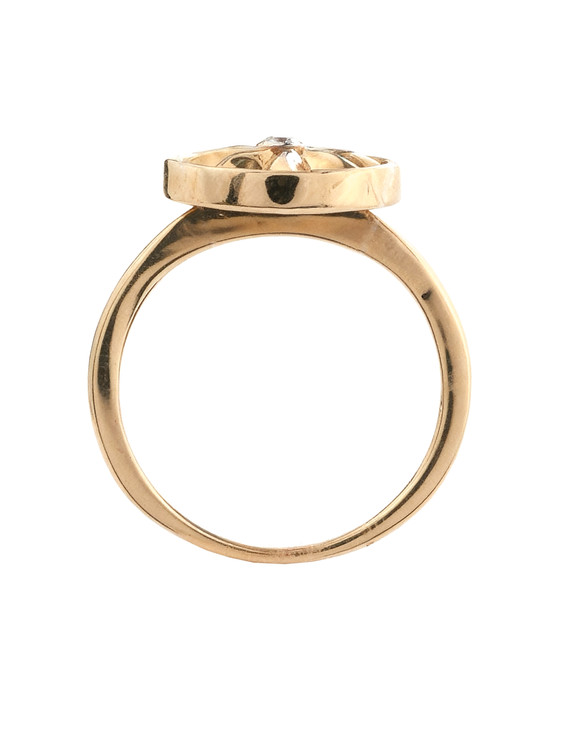 Кольцо из золота c бриллиантами и перламутром