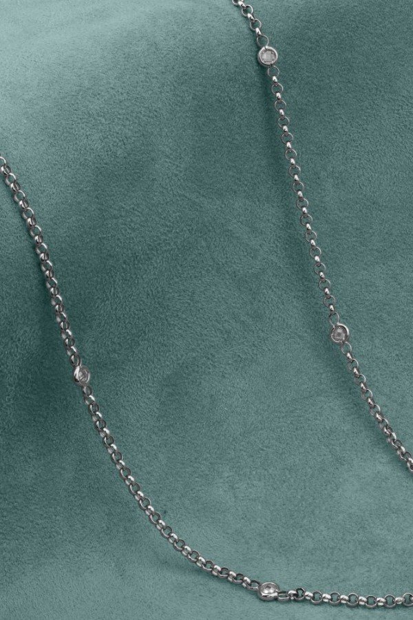 Цепь из белого золота c фианитом